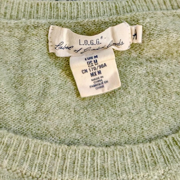 LOGG pale green sweater size medium - Picture 2 of 3
